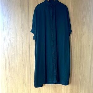 Alpha 60 Black Linen Button-Up Shirt Dress